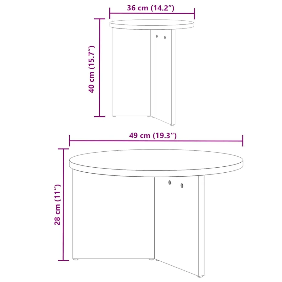 Table basse 2 pcs Naturel Bois de pin massif - 8