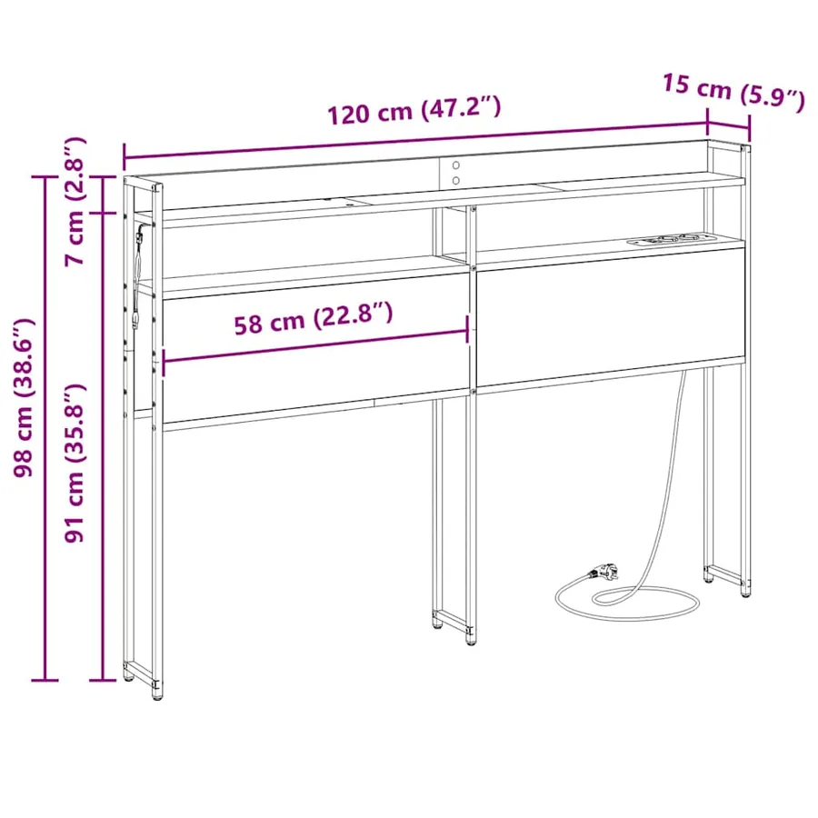 Tête de lit de rangement Chêne marron Bois d'ingénierie - 15