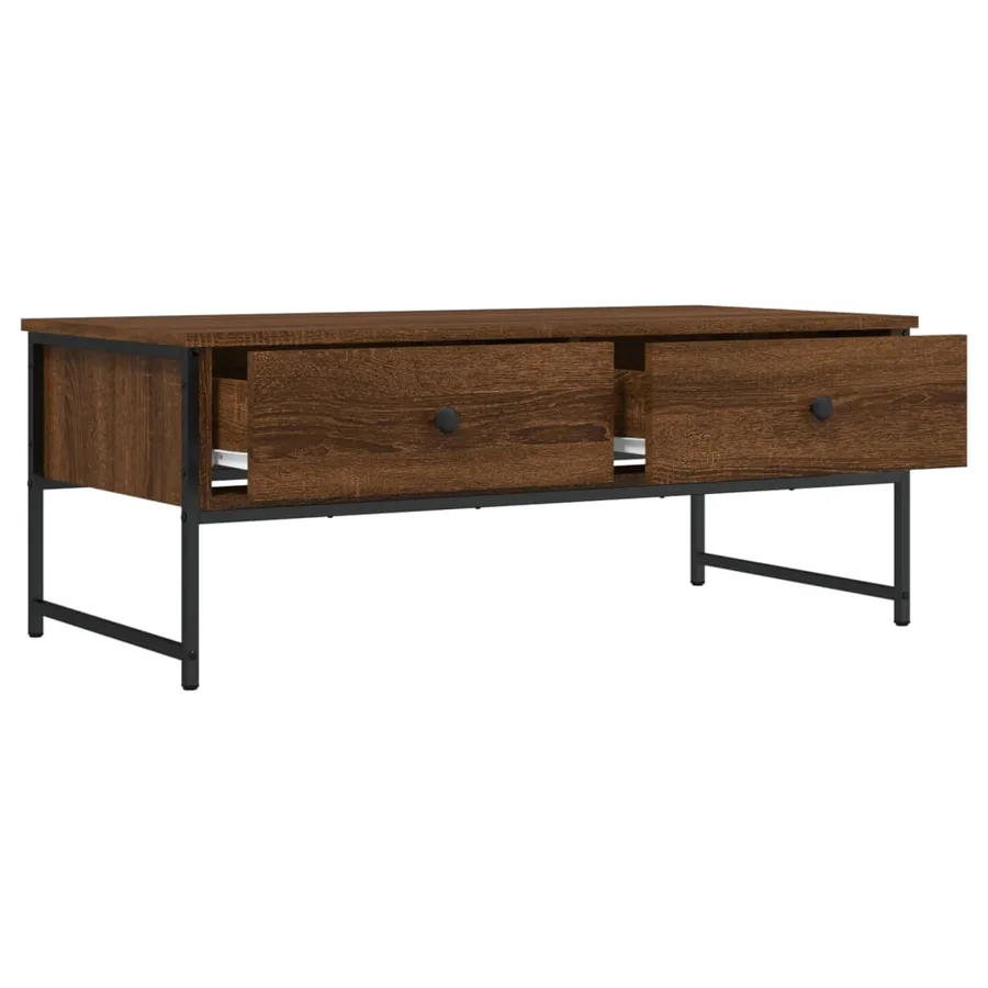Table basse chêne marron 101x49x39,5 cm bois d'ingénierie - 5