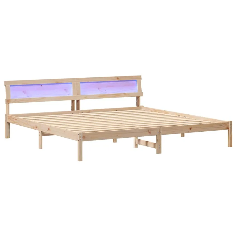 Cadre de lit Marron 200 x 200 cm Bois massif en pin - 2
