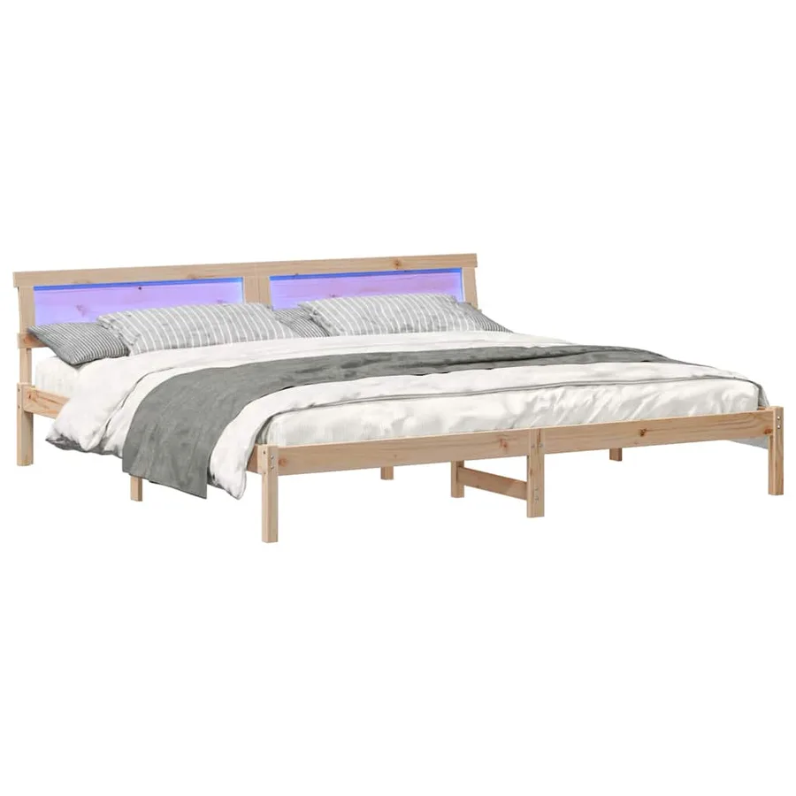 Cadre de lit Marron 200 x 200 cm Bois massif en pin - 3