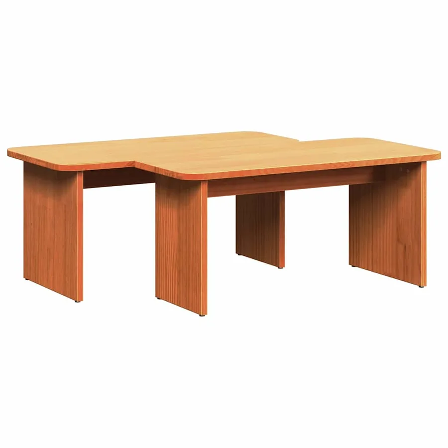 Table basse 2 pcs Brun cire Bois massif en pin - 6