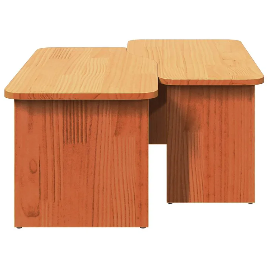 Table basse 2 pcs Brun cire Bois massif en pin - 8