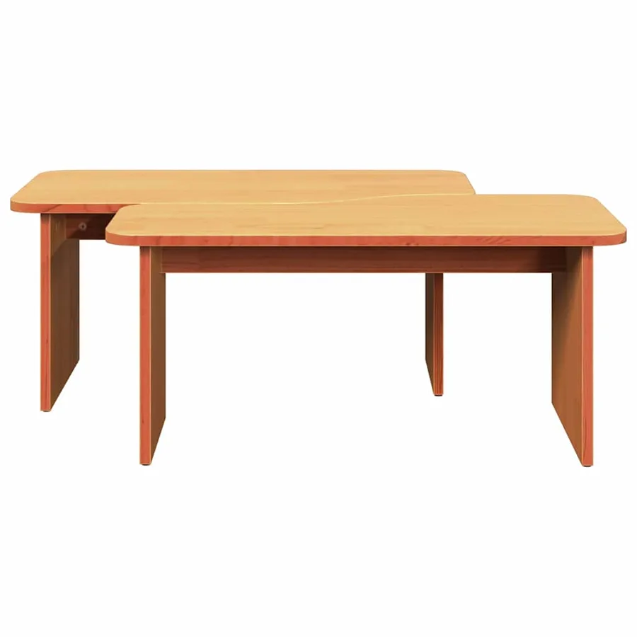 Table basse 2 pcs Brun cire Bois massif en pin - 9