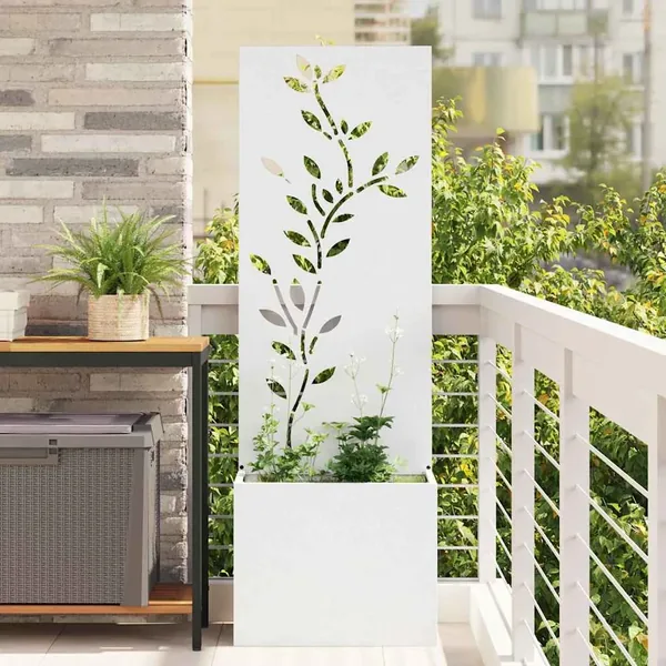 Écran de confidentialité de jardin Floral Blanc 50 x 150 cm