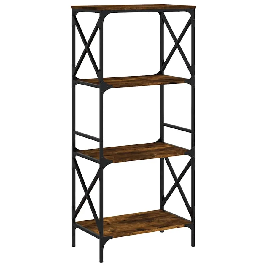 Bibliothèque 4 niveaux chêne fumé 59x35x132cm bois d'ingénierie - 2