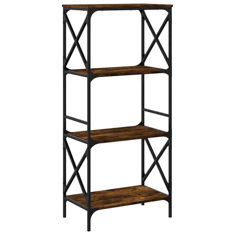 Bibliothèque 4 niveaux chêne fumé 59x35x132cm bois d'ingénierie - 6