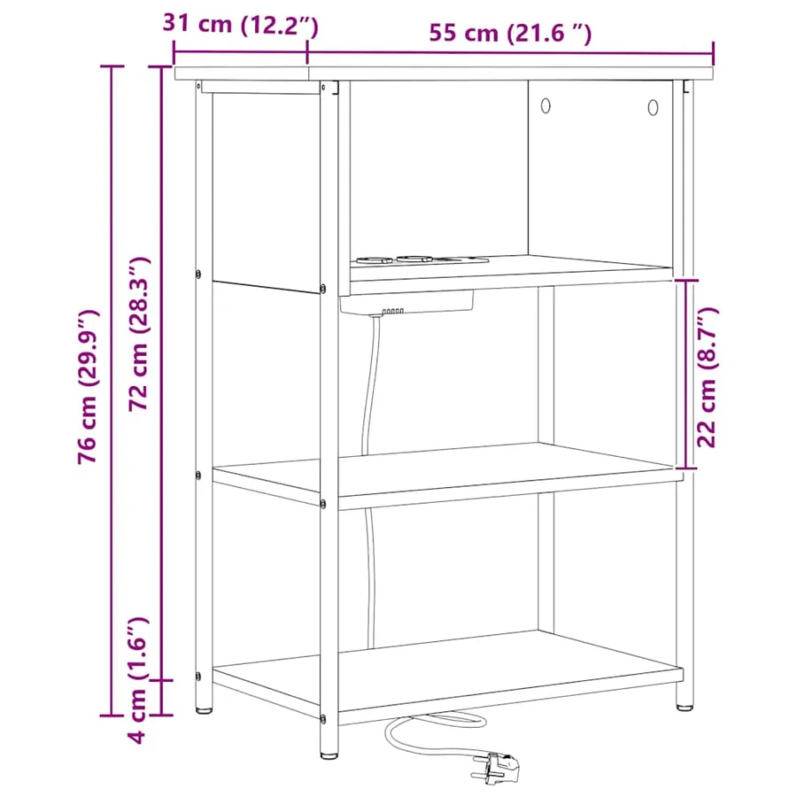 Cabinet de chevet Chêne brun 55 x 31 x 76 cm Bois d'ingénierie - 13