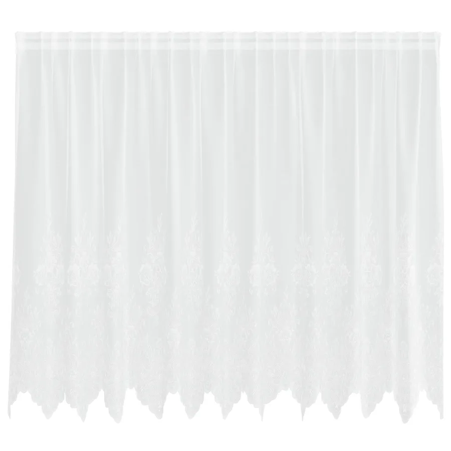Rideau en Dentelle Floral Blanc 140 x 300 cm Polyester - 2