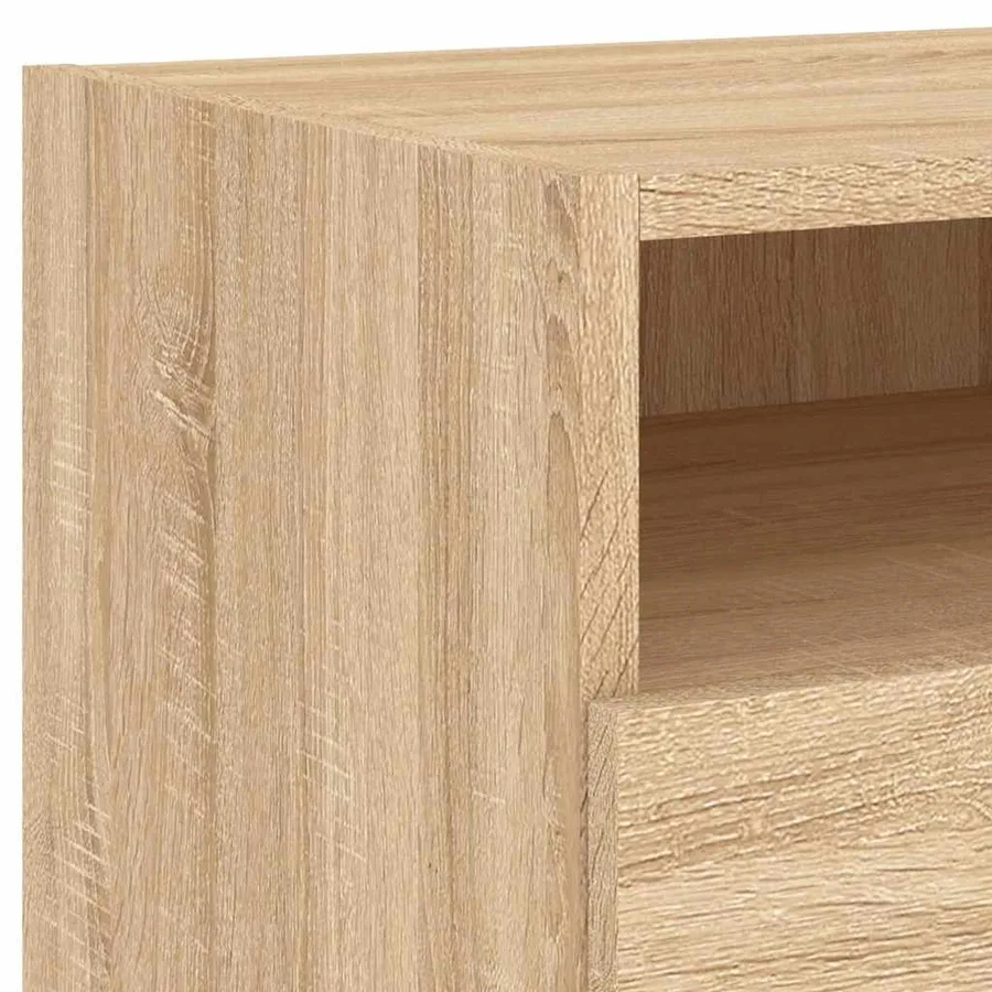 Armoires de chevet avec lumières LED 2 pcs chêne sonoma - 11