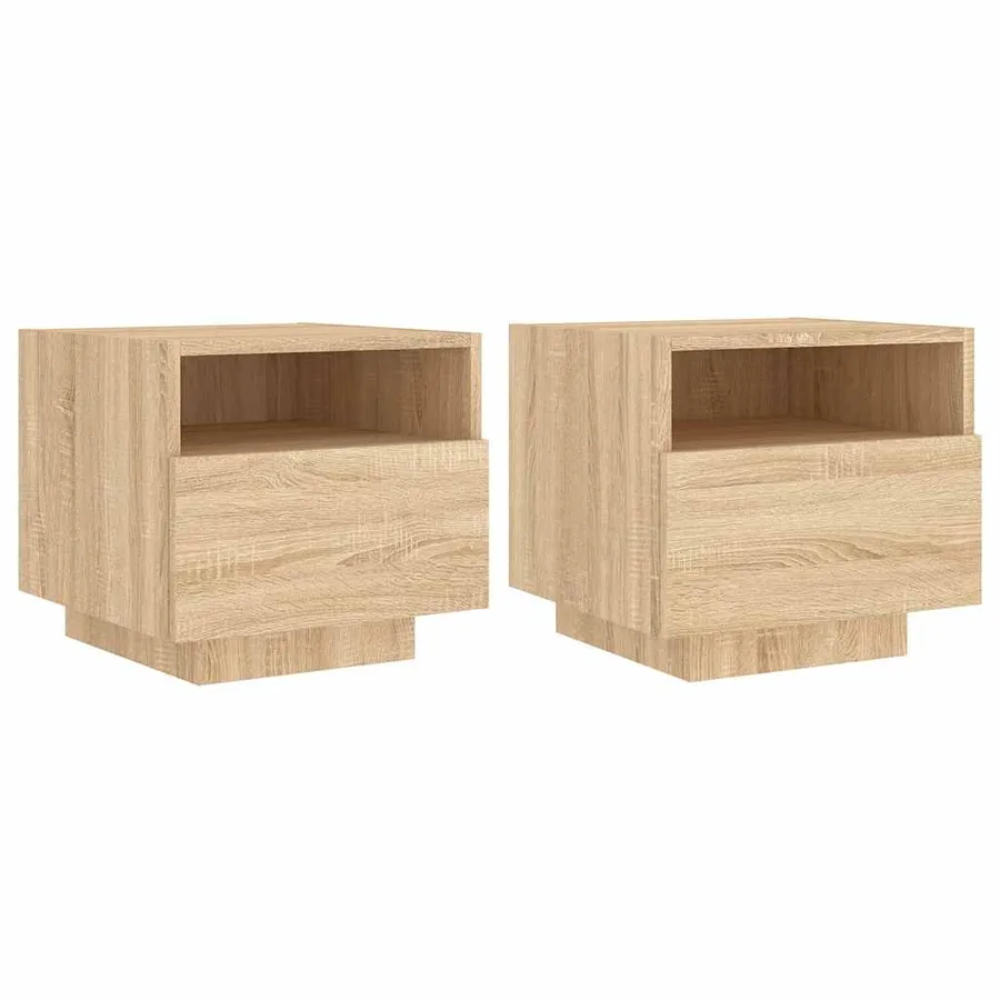 Armoires de chevet avec lumières LED 2 pcs chêne sonoma - 2