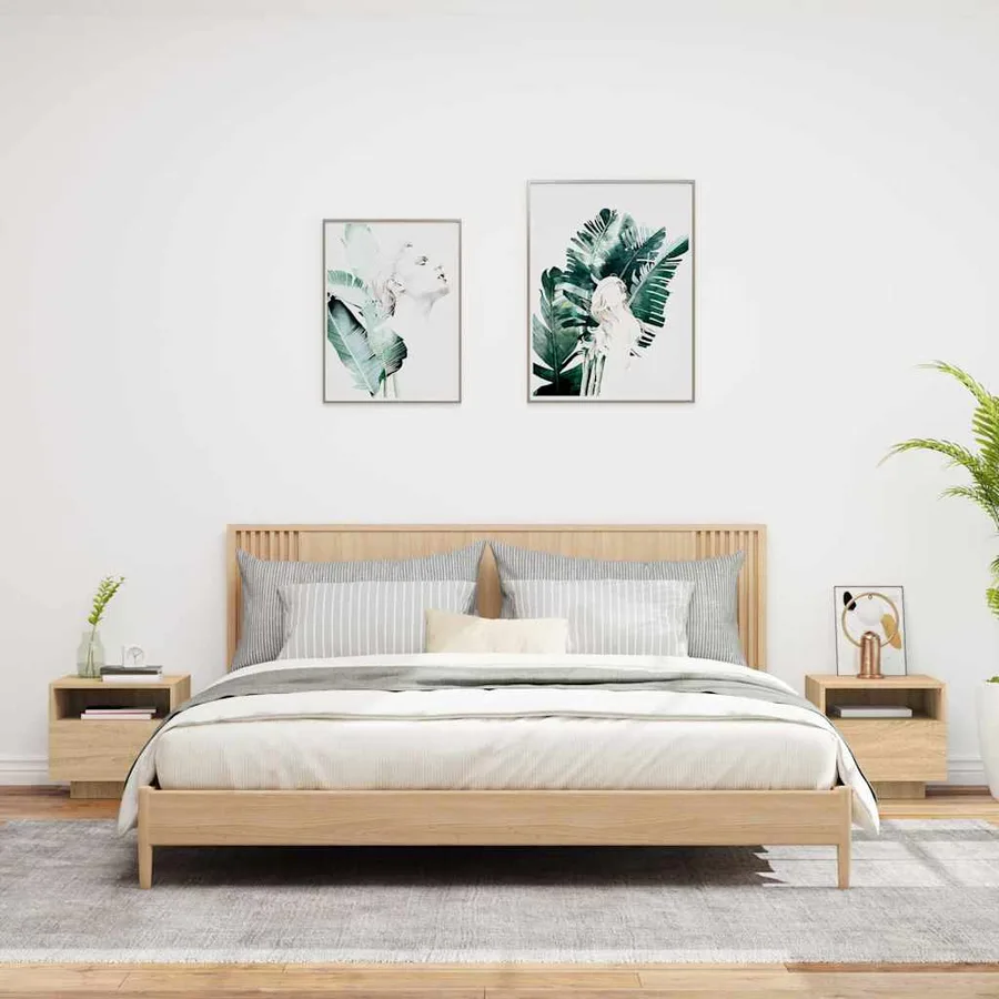 Armoires de chevet avec lumières LED 2 pcs chêne sonoma - 3