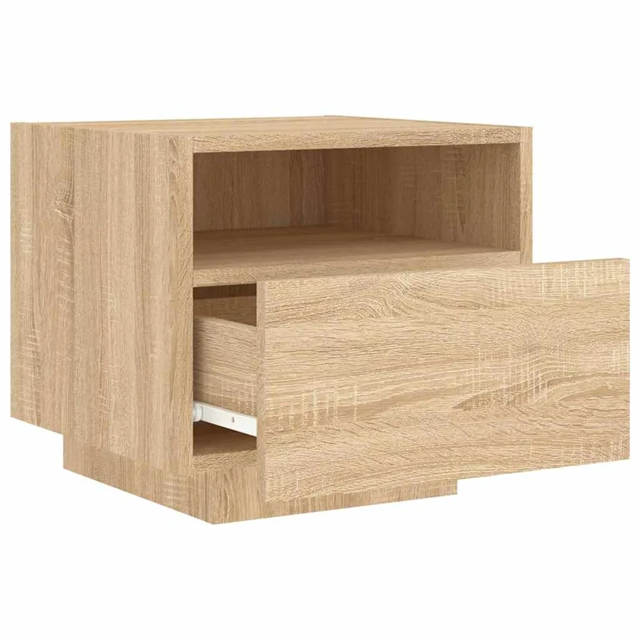 Armoires de chevet avec lumières LED 2 pcs chêne sonoma - 6