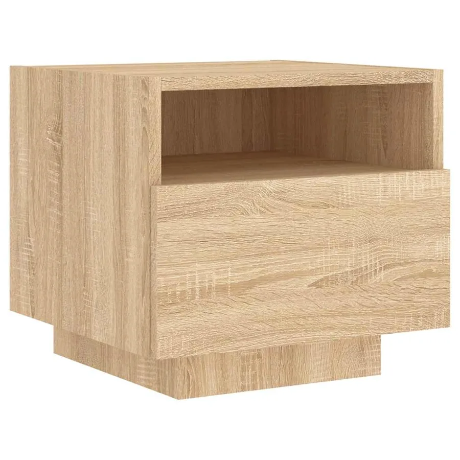 Armoires de chevet avec lumières LED 2 pcs chêne sonoma - 7