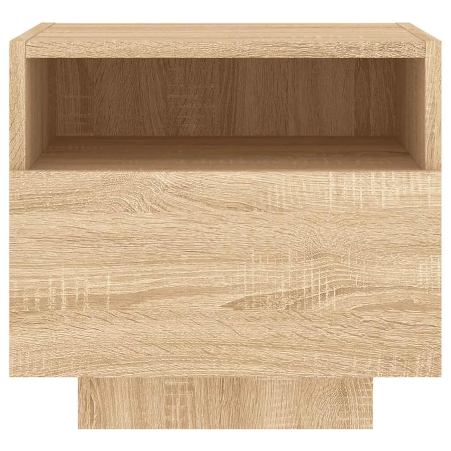 Armoires de chevet avec lumières LED 2 pcs chêne sonoma - 8