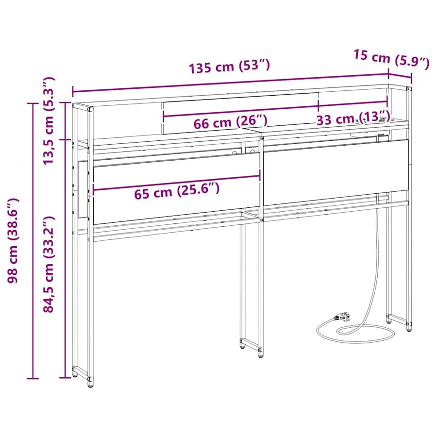 Tête de lit de rangement Chêne fumé Bois d'ingénierie - 13