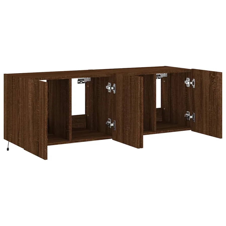Meubles TV muraux lumières LED 2 pcs chêne marron 60x35x41 cm - 7
