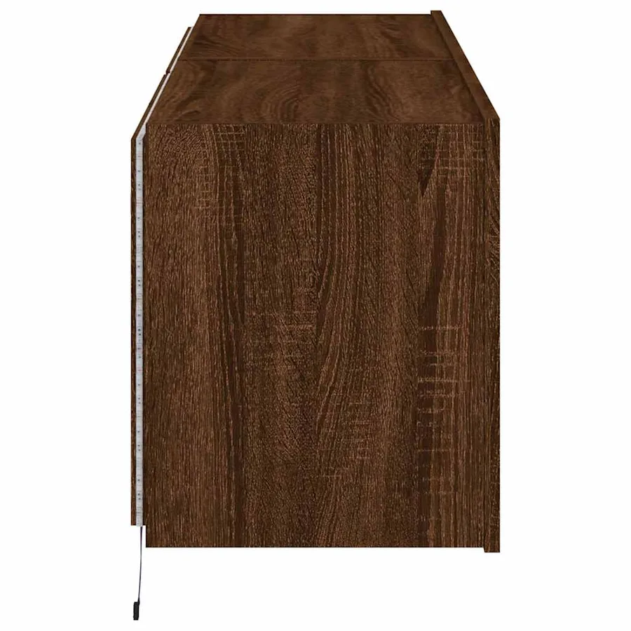 Meubles TV muraux lumières LED 2 pcs chêne marron 60x35x41 cm - 9
