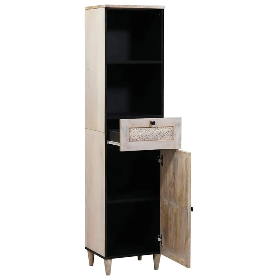 Cabinet de salle de bain avec tiroir Blanc 38 x 33 x 160 cm - 2