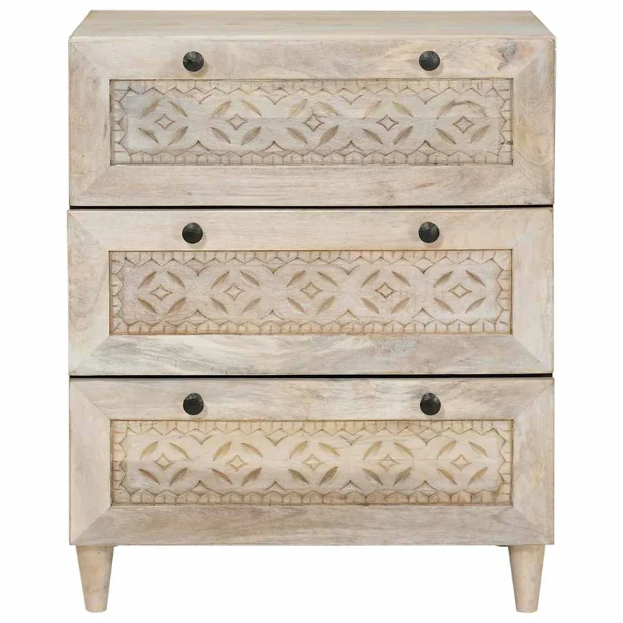 Buffet Blanc 60 x 33 x 75 cm bois de manguier massif - 2