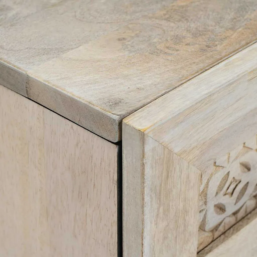 Buffet Blanc 60 x 33 x 75 cm bois de manguier massif - 5