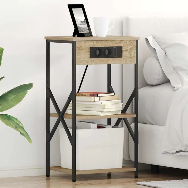 Cabinet de chevet avec étagère Chêne Sonoma 41 x 31 x 76 cm