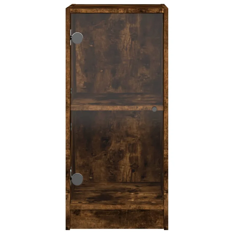 Armoire latérale avec portes en verre chêne fumé 35x37x75,5 cm - 6