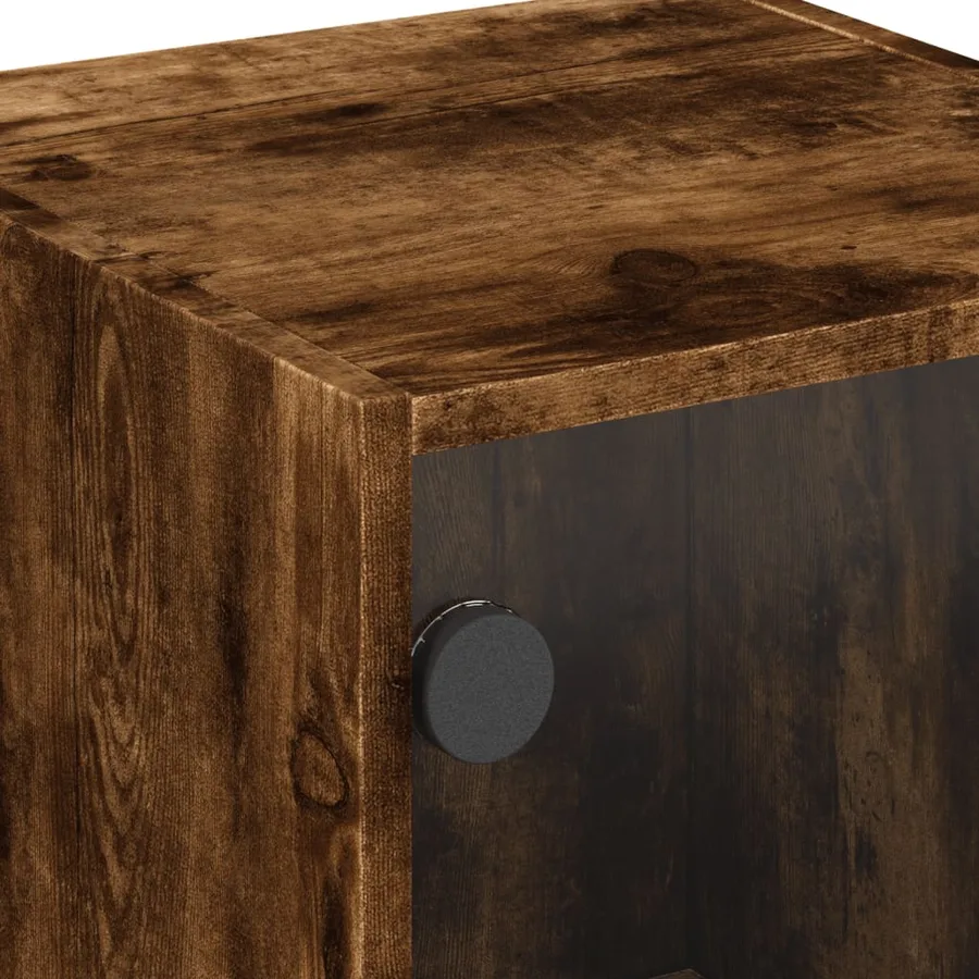 Armoire latérale avec portes en verre chêne fumé 35x37x75,5 cm - 9
