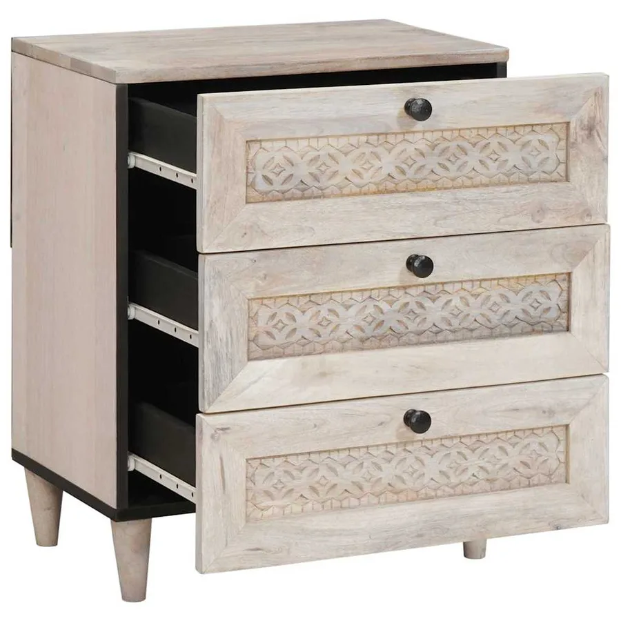 Table de chevet Blanc 50 x 33 x 62 cm Bois d'ingénierie - 2