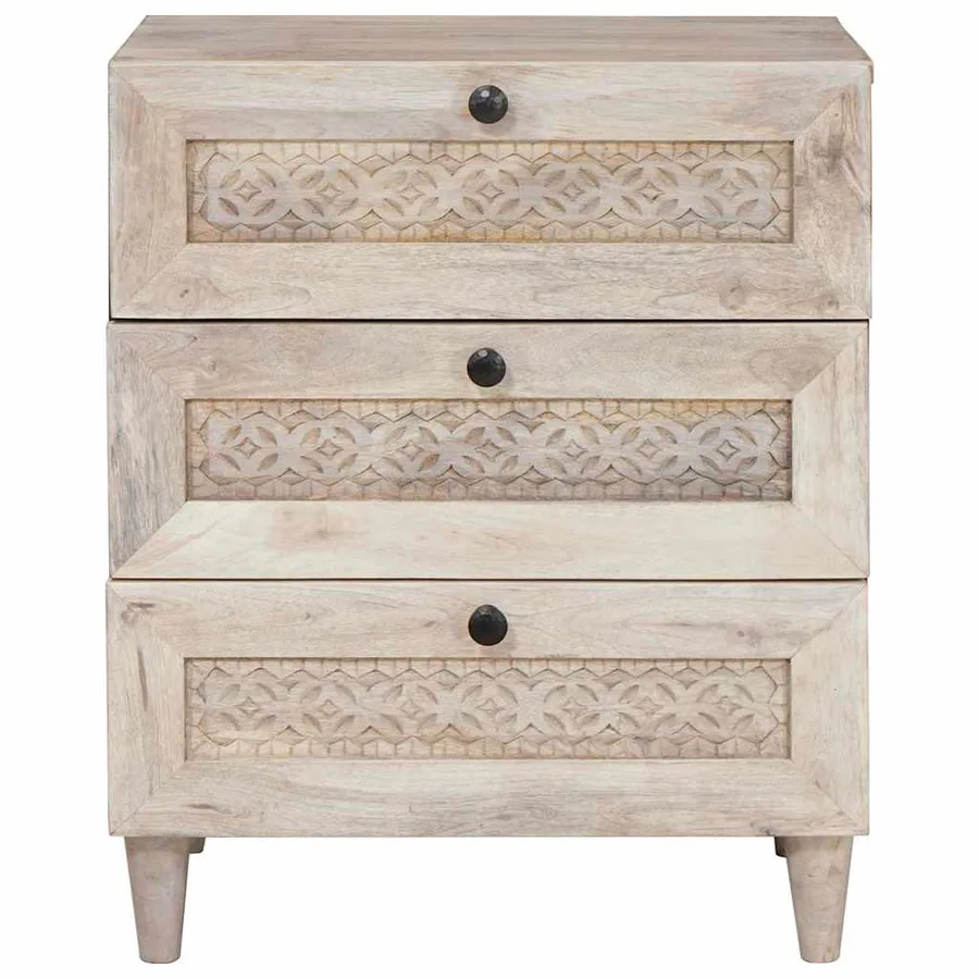 Table de chevet Blanc 50 x 33 x 62 cm Bois d'ingénierie - 3