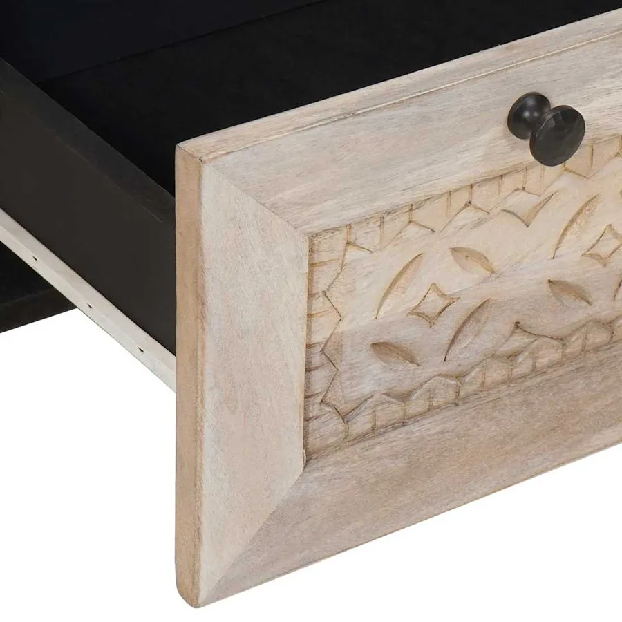 Table de chevet Blanc 50 x 33 x 62 cm Bois d'ingénierie - 7