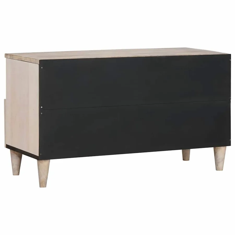 Meuble TV Blanc Blanchi 80 x 33 x 46 cm Bois de mangue massif - 5
