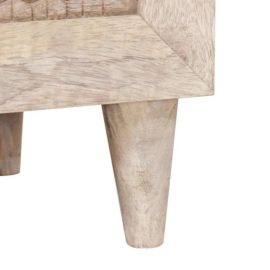 Meuble TV Blanc Blanchi 80 x 33 x 46 cm Bois de mangue massif - 8