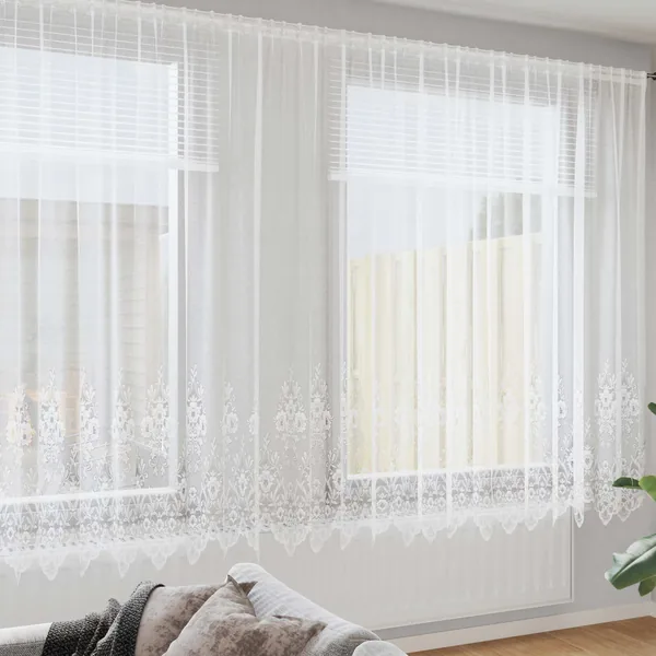 Rideau en Dentelle Floral Blanc 220 x 750 cm Polyester