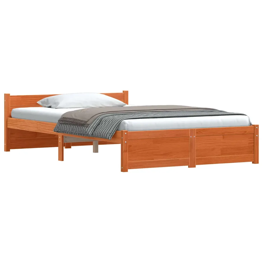 Cadre de lit Brun cire 195,5 x 125,5 x 51 cm Pin massif - 2
