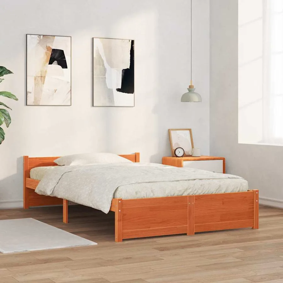 Cadre de lit Brun cire 195,5 x 125,5 x 51 cm Pin massif - 3
