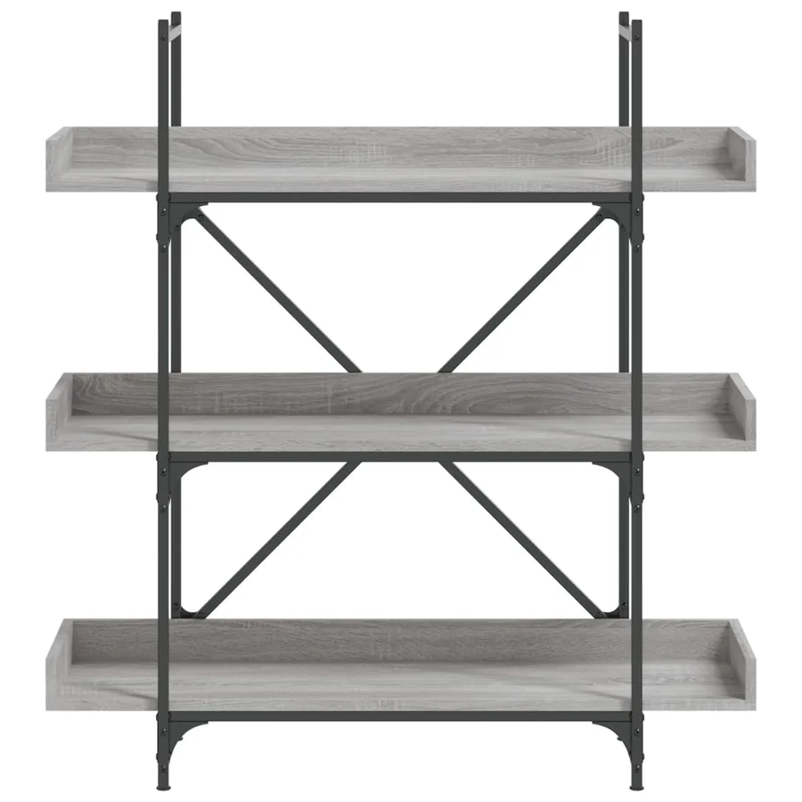 Bibliothèque à 3 niveaux sonoma gris 100x33x108,5 cm - 4