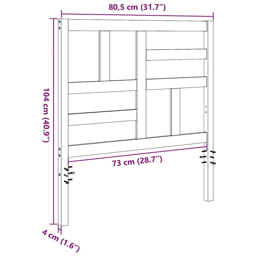Tête de lit Brun cire 80,5 x 4 x 104 cm Pin massif - 9