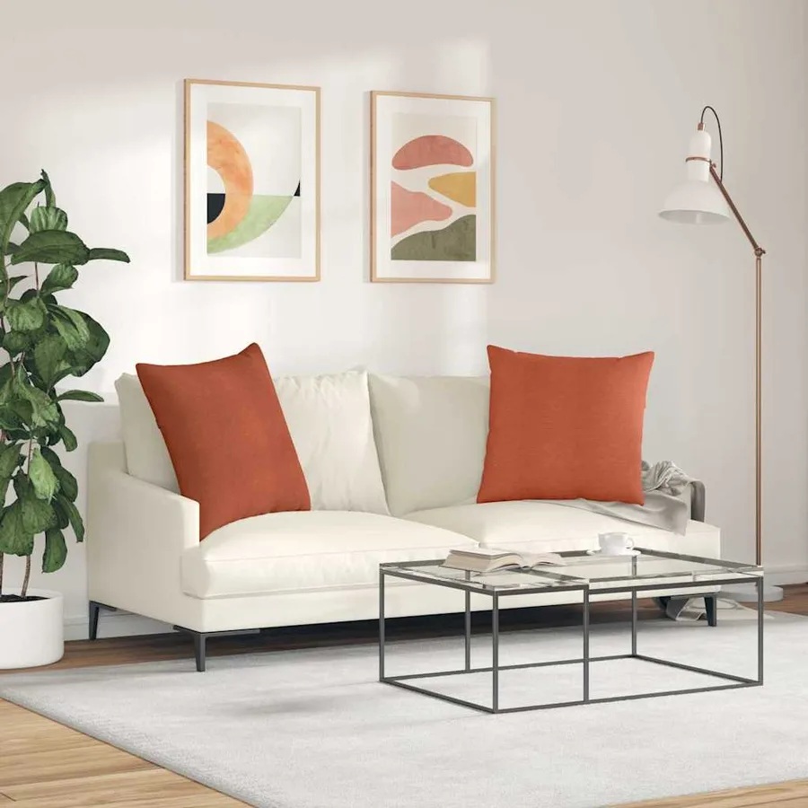 Coussins de canapé 2 pcs Rouge orange 80 x 80 cm - 4