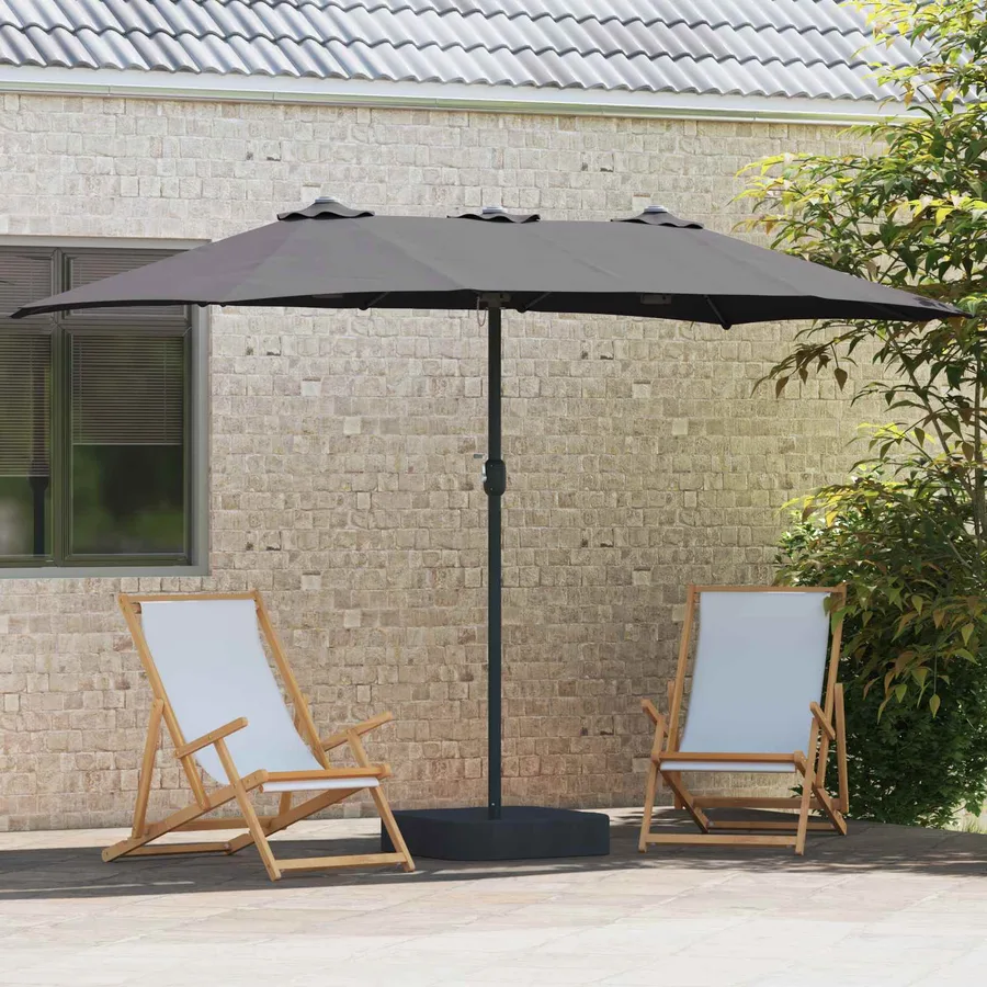 Parasol de jardin Anthracite 385 x 209 x 244 cm Polyester - 3