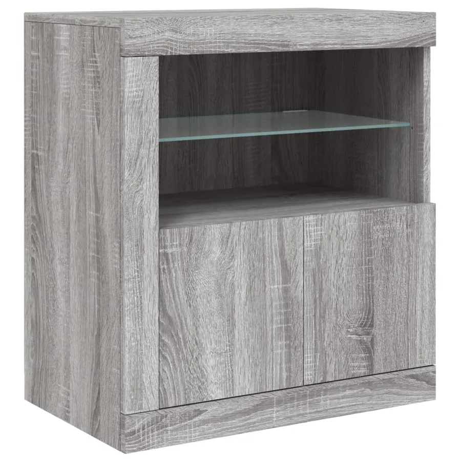 Buffet avec lumières LED sonoma gris 162x37x67 cm - 10