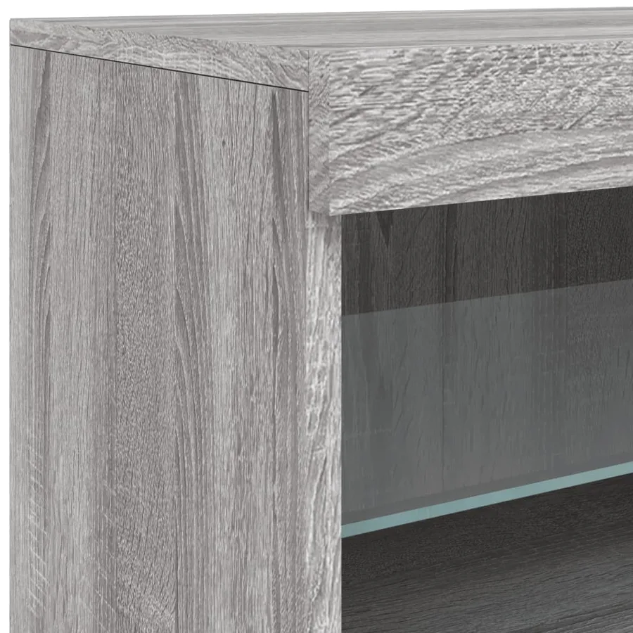 Buffet avec lumières LED sonoma gris 162x37x67 cm - 13