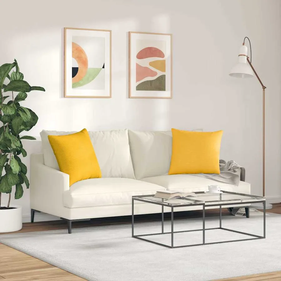 Coussins de canapé 2 pcs Jaune clair 50 x 50 cm - 4