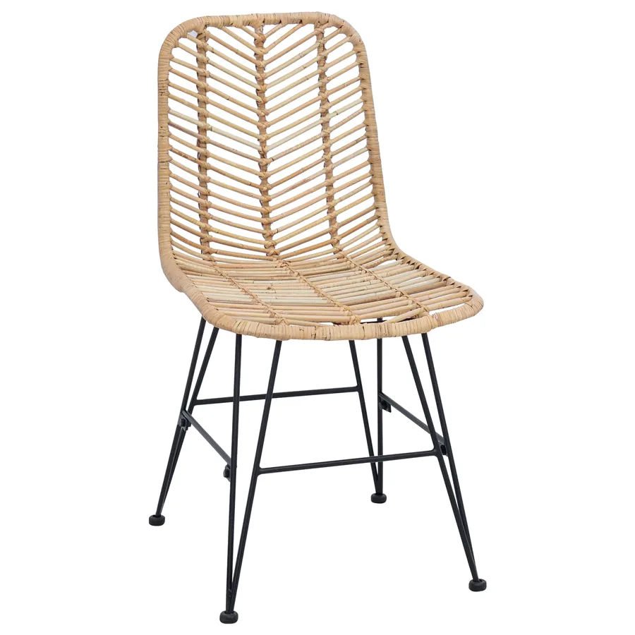 Chaise de salle à manger 2 pcs Rotin et métal Naturel - 4
