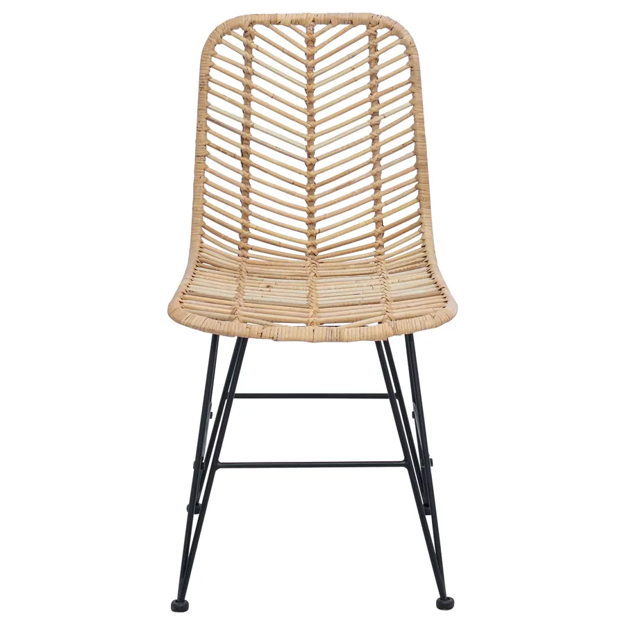 Chaise de salle à manger 2 pcs Rotin et métal Naturel - 5