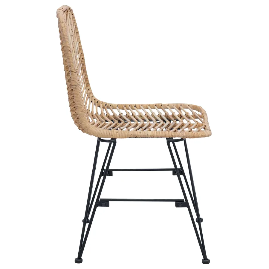 Chaise de salle à manger 2 pcs Rotin et métal Naturel - 6