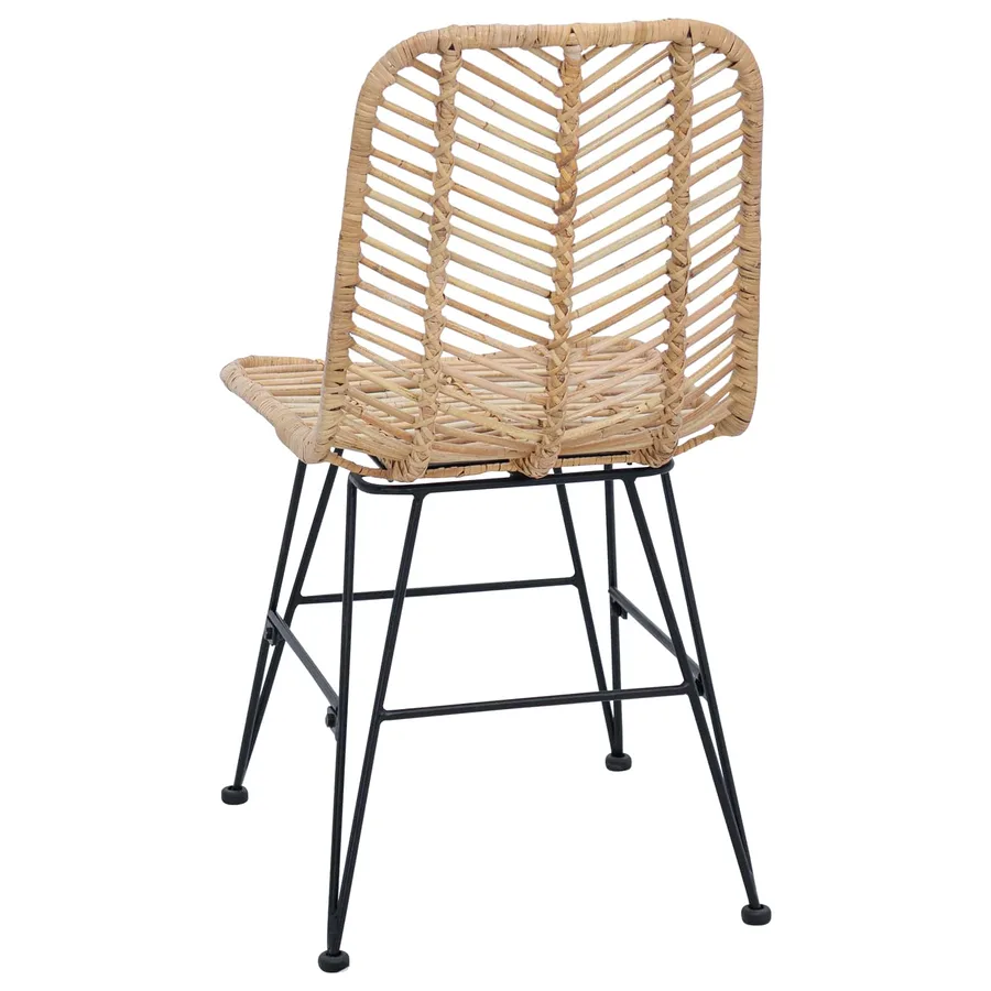 Chaise de salle à manger 2 pcs Rotin et métal Naturel - 7