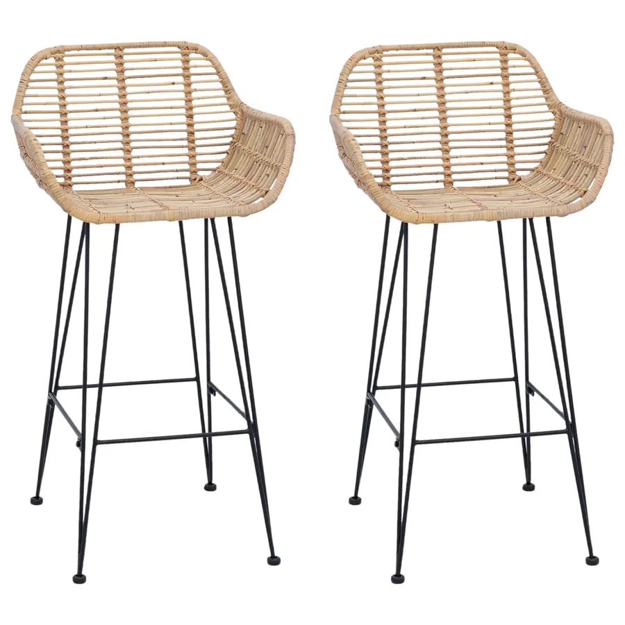 Chaise de bar 2 pcs 55 x 52 x 92 cm Rotin et métal - 2