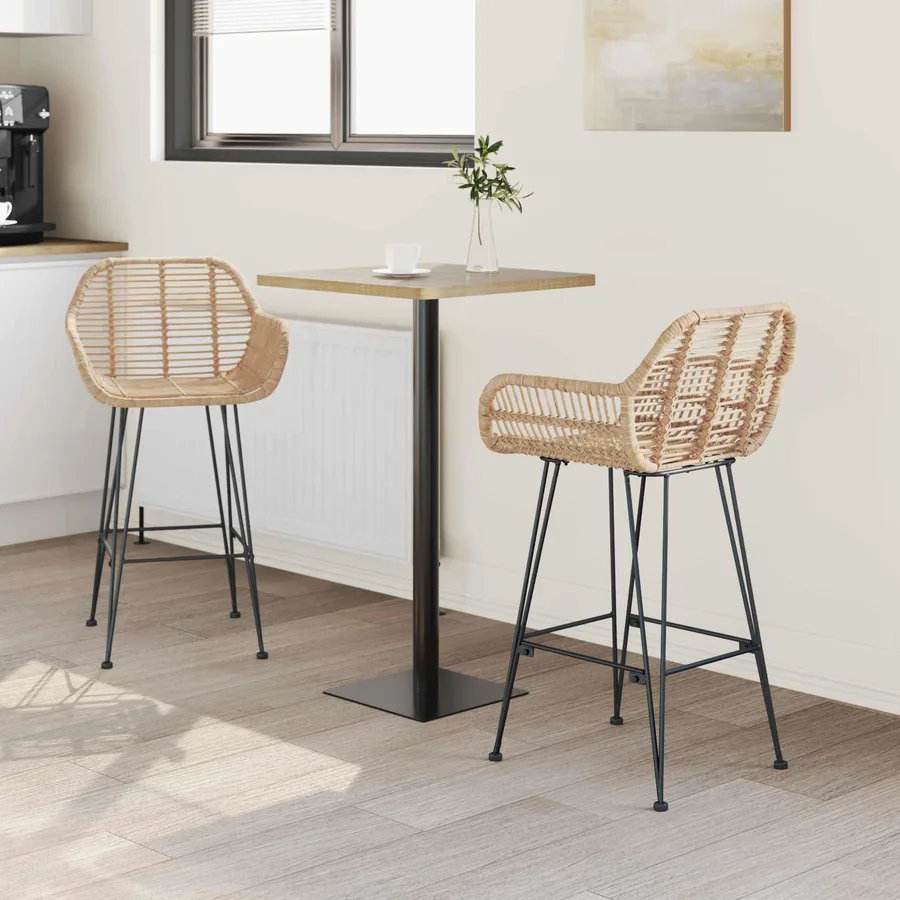 Chaise de bar 2 pcs 55 x 52 x 92 cm Rotin et métal - 3