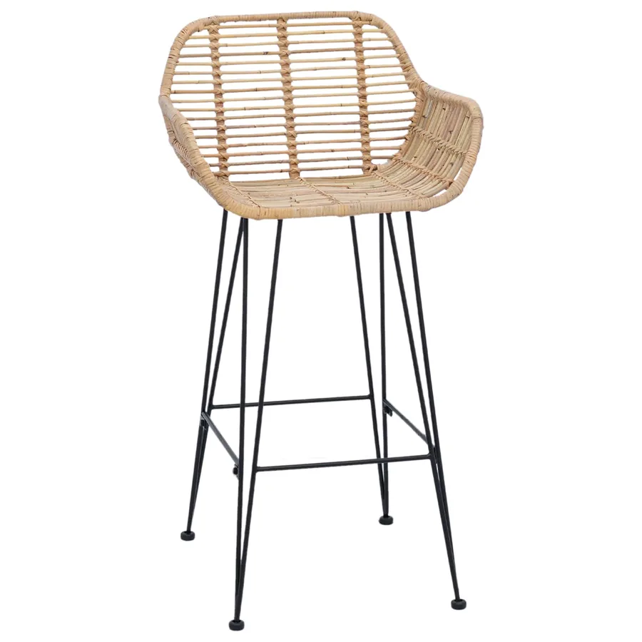 Chaise de bar 2 pcs 55 x 52 x 92 cm Rotin et métal - 4